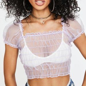 NWT Motel Marilla Sheer Crop Top - Lavender